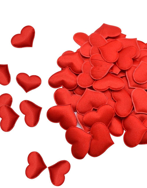 Load image into Gallery viewer, 50Pcs 32mm Romantic Sponge Satin Fabric Heart Petals Wedding Confetti Table Bed Heart Petals Wedding Valentine Decoration
