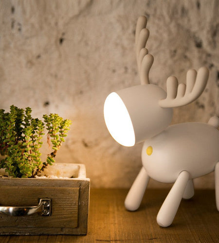 Cartoon Deer Night Light USB Charging With Sleeping Silicone Led Elk Light Children's Student Desk Reading Lamp