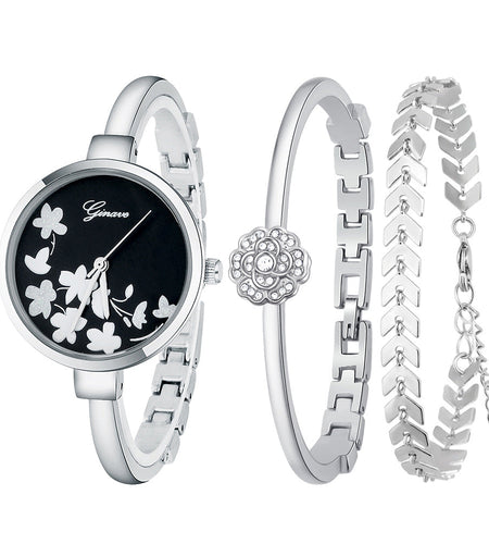 New Fashion Quartz Watch for women's Set Boutique Trends Geneva Style Watch Jewelry Set Christmas Gifts Birthday Gifts