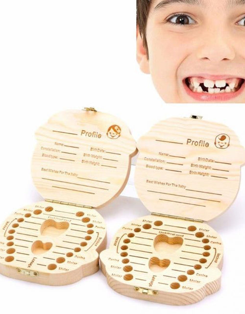 Load image into Gallery viewer, Lovely Girl /Boy Image Wooden Baby Milk Teeth Box Baby Souvenirs Fetal Hair Tooth Collection Save Box Recording Baby Growth
