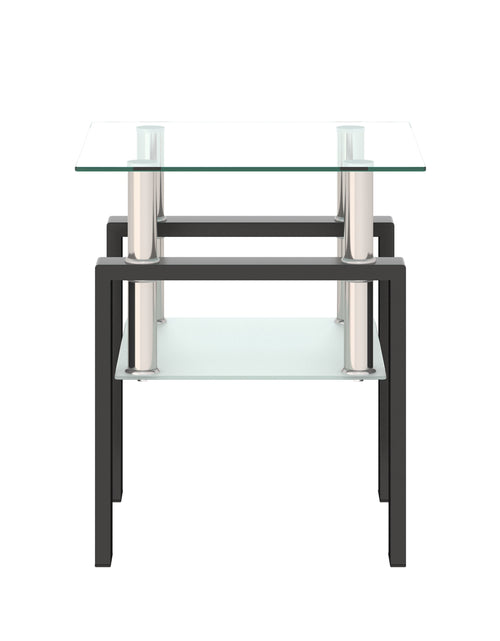 Load image into Gallery viewer, 1-Piece Modern Tempered Glass Tea Table Coffee Table End Table, Square Table for Living Room, Transparent/Black
