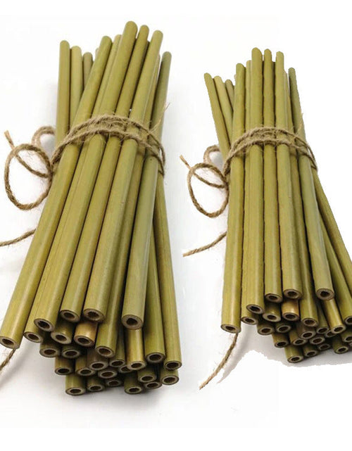 Load image into Gallery viewer, Bamboo Straws Green Bamboo Straws Environmentally Friendly Beverages Milk Tea Coffee Straws Stirring Green Bamboo Yellow Bamboo Straws
