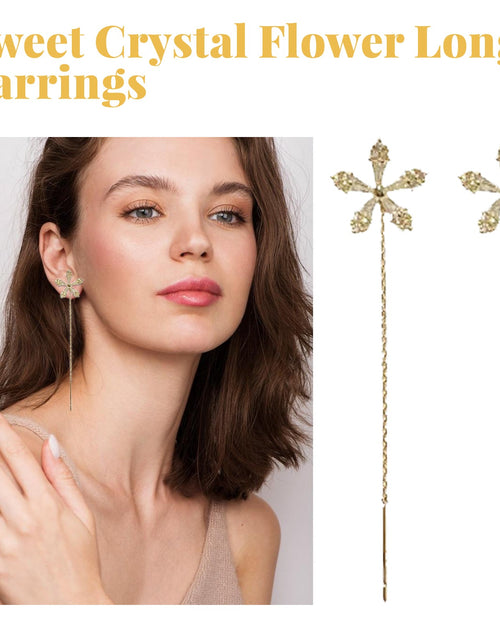 Load image into Gallery viewer, Sweet Crystal Flower Long Earrings, Ear Acupoint Earrings Niche Fashion Small Fresh And Cute Earrings

