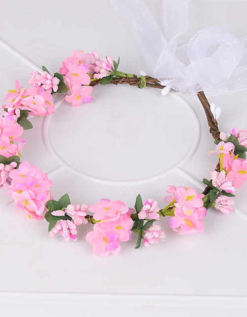 Load image into Gallery viewer, Hawaiian flower garland headband, bride's wedding headdress, bridesmaid's photo, simulated flower wreath, mini flower
