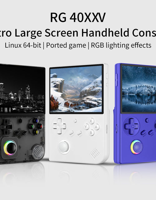 Load image into Gallery viewer, ANBERNIC's new RG40XXV vertical version retro portable handheld game console with lighting effect connected to power regard
