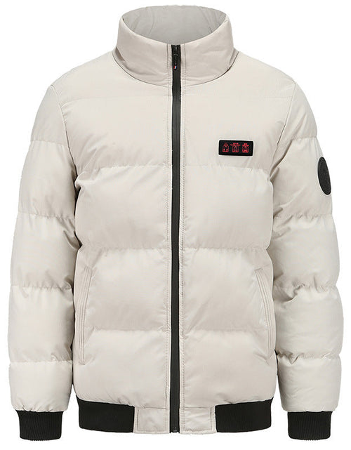Load image into Gallery viewer, Men's winter intelligent constant temperature USB three control seven zone heating cotton jacket hooded electric heating warm cotton jacket
