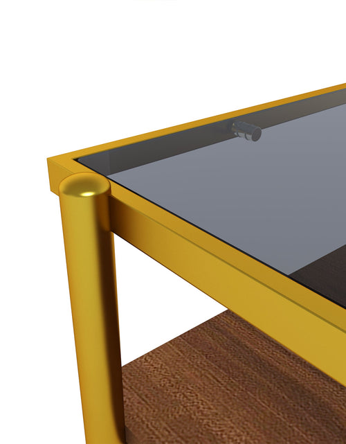 Load image into Gallery viewer, Rectangle Coffee Table with Gray Tempered Glass top and Golden Legs, Modern Table for Living Room
