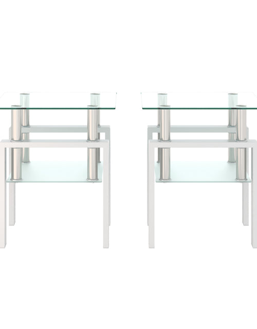 Load image into Gallery viewer, Set of 2, Modern Tempered Glass Tea Table Coffee Table End Table, Square Table for Living Room, Transparent/White
