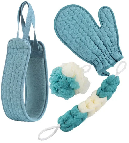 4PCS Northern Women Bath Towel with Exfoliating Bath Accessory for a Spa-like Shower Experience