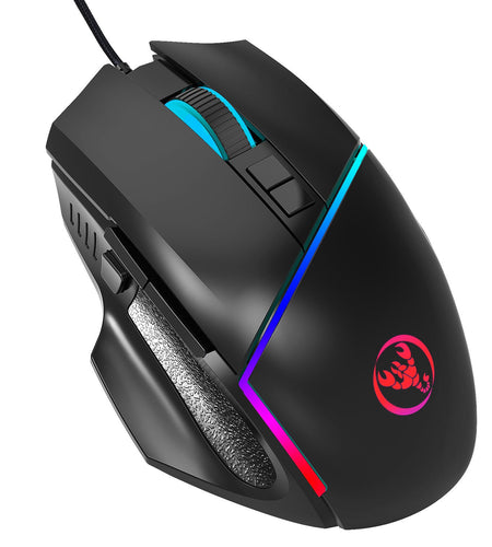 A876 wired mouse with colorful synchronized lighting, 6400dpi adjustable lighting, can turn off gaming mouse