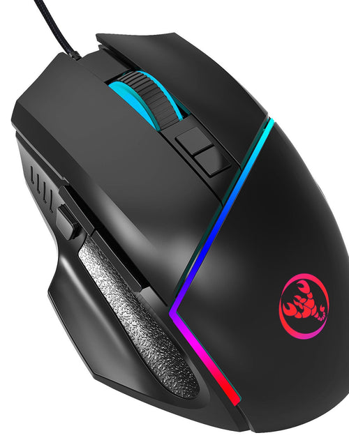 Load image into Gallery viewer, A876 wired mouse with colorful synchronized lighting, 6400dpi adjustable lighting, can turn off gaming mouse
