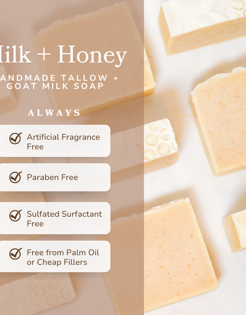 Load image into Gallery viewer, Milk + Honey Fragrance Free Handmade Tallow and Goat Milk Soap Bar
