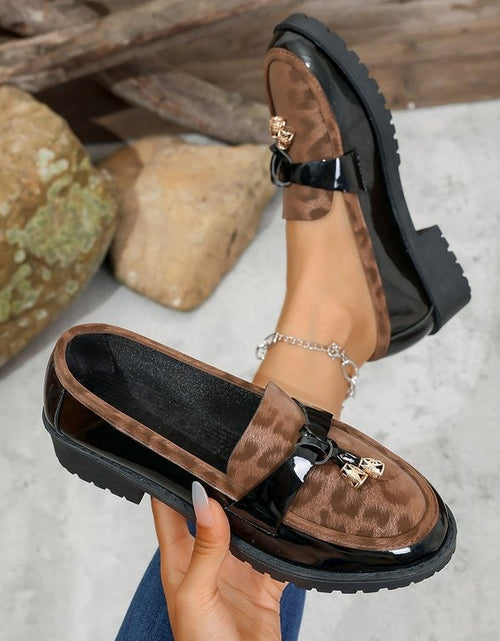 Load image into Gallery viewer, Women's Korean Style Leopard Print Buckle Loafers – Mid-Heel Non-Slip Casual Shoes
