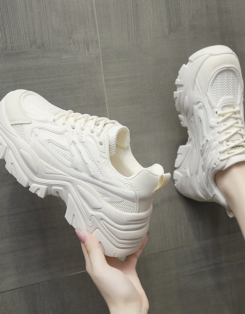Load image into Gallery viewer, Thick-Bottom Breathable White Shoes for Women — Stylish &amp; Cushioned
