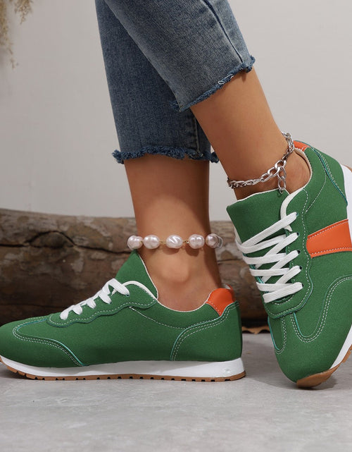 Load image into Gallery viewer, Women’s Round Toe Lace-Up Sneakers – Casual Thick Sole Height-Enhancing Shoes
