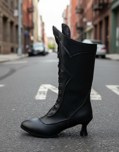 Load image into Gallery viewer, Lace-Up Martin Boots | Round Toe Wine-Cup Heel | Large-Size Women’s Boots
