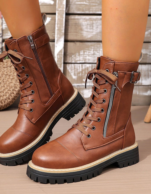 Load image into Gallery viewer, Women’s Solid Color Low Heel Mid Boots — Stylish Everyday Mid Boots
