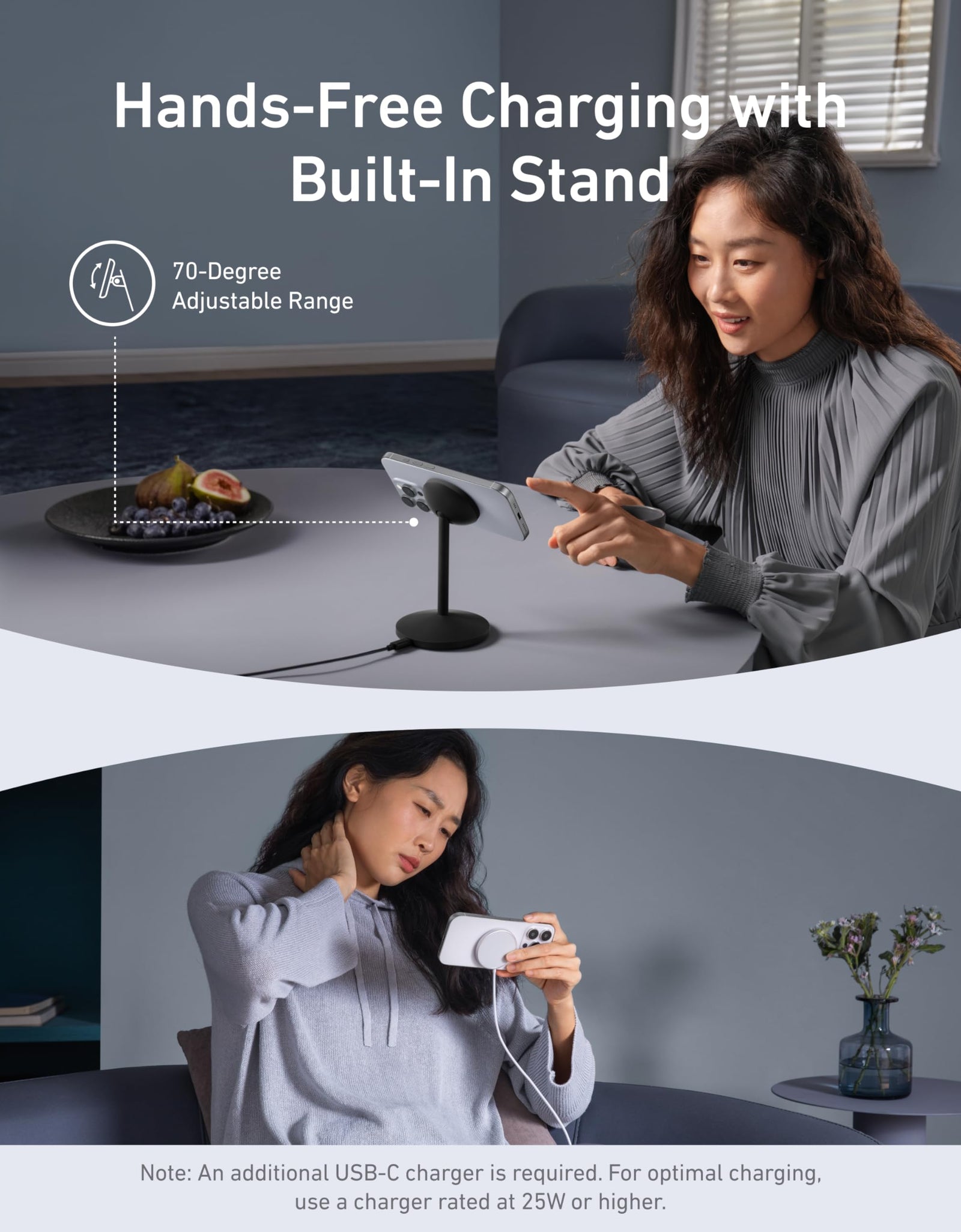 Anker MagGo Wireless Charger (Stand) with Adapter and Cable BOA