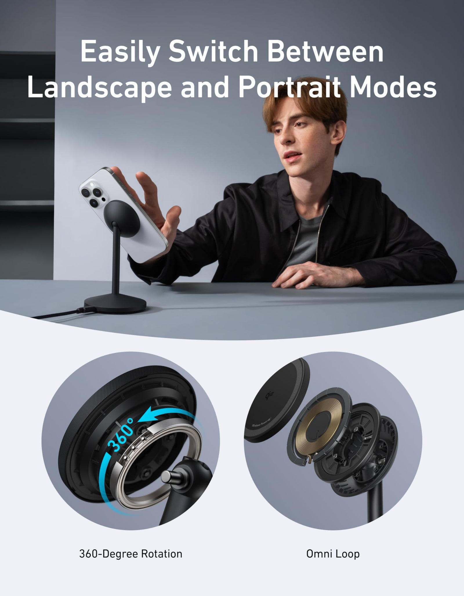 Anker MagGo Wireless Charger (Stand) with Adapter and Cable BOA