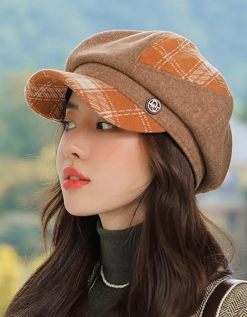 Load image into Gallery viewer, Women's British Plaid Octagonal Newsboy Cap (Winter)
