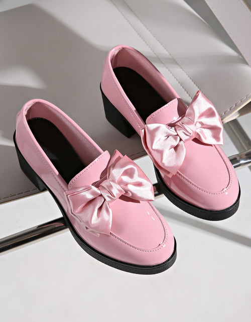 Load image into Gallery viewer, Women's Bowtie Round Toe Low Heel Pumps – Wide Size PU Casual Shoes
