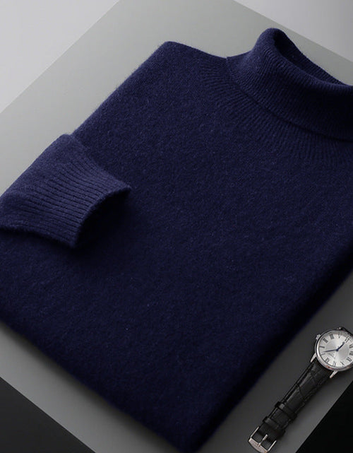 Load image into Gallery viewer, Men's high collar pullover sweater for autumn and winter, loose knit base sweater for men
