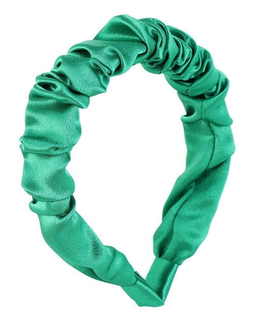 Load image into Gallery viewer, Multi color retro solid satin pleated hair compression headband
