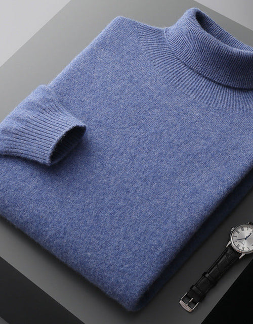 Load image into Gallery viewer, Men's high collar pullover sweater for autumn and winter, loose knit base sweater for men

