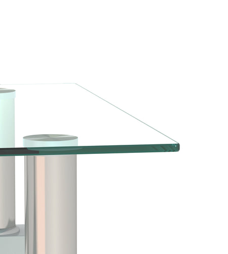 Set of 2, Modern Tempered Glass Tea Table Coffee Table End Table, Square Table for Living Room, Transparent/White