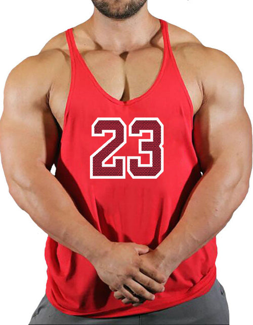 Load image into Gallery viewer, Sportswear vest men's round neck men's cotton vest loose shoulder sleeveless basketball suit
