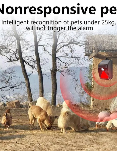 Load image into Gallery viewer, New Solar Alarm Light Human Body Sensing Remote Alarm To Drive Away Animals Solar Alarm Light

