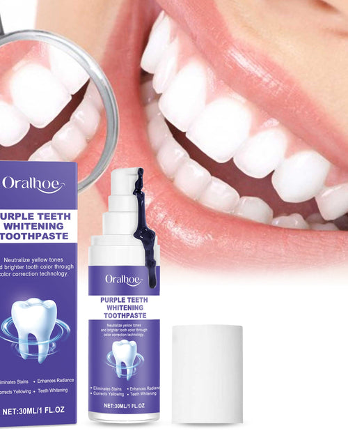 Load image into Gallery viewer, Oralhoe Purple Brightening Toothpaste Brightening Remove Stains Improve Yellow Teeth Gentle Cleaning Dental Hygiene Care Toothpaste
