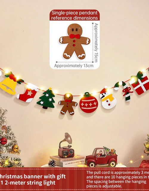 Load image into Gallery viewer, Handmade Pull String Flag Banner, LED String Lights, Christmas Holiday Background Decor
