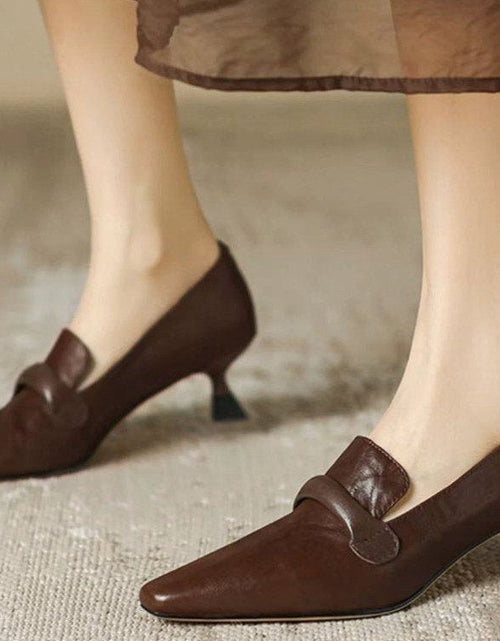 Load image into Gallery viewer, Women's Retro French Kitten Heel Mules – Pointed Toe Slip-On Shoes
