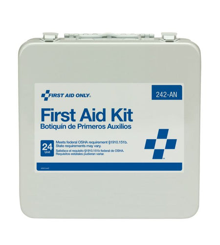 24 Unit First Aid Kit Metal Case 50 Person