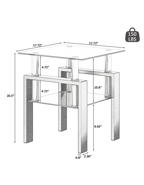 Load image into Gallery viewer, Set of 2, Modern Tempered Glass Tea Table Coffee Table End Table, Square Table for Living Room, Black
