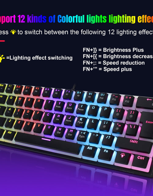 Load image into Gallery viewer, HXSJ new 61 key wired mechanical keyboard, blue axis pudding keycap, color backlit game, office and home use
