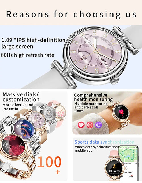Load image into Gallery viewer, AK62 Smart Watch Women 1.09 Inch HD Screen Custom Watch Face Sports Fitness Tracker Bluetooth Call Lady Smartwatch 2024
