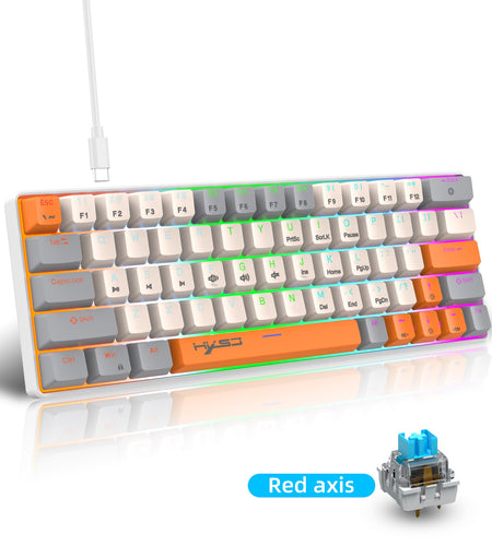 63 key portable 60% mechanical gaming keyboard RGB backlit compact mini gaming keyboard