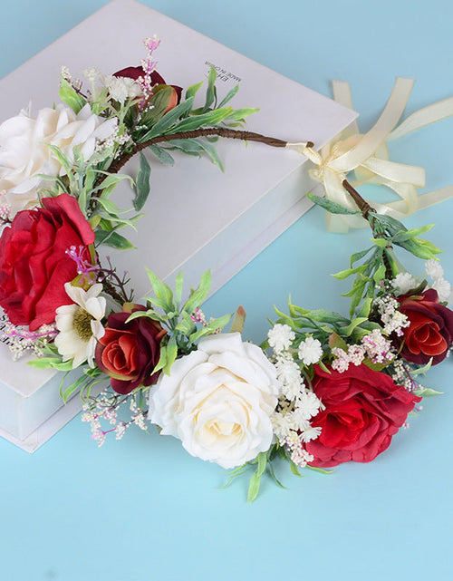 Load image into Gallery viewer, Flower garland headwear Hawaiian flower girl beautiful super fairy bride rose ring accessory
