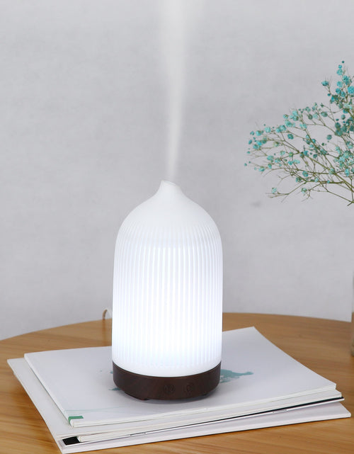 Load image into Gallery viewer, 7 Color Aromatherapy Lamp Aromatherapy Machine Ultrasonic Atomization Mini Desktop Humidifier Home Bedroom Wood Grain Aromatherapy Machine
