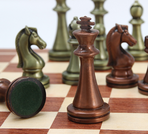Load image into Gallery viewer, Chess deluxe gift box metal bronze folding board game chess gifts
