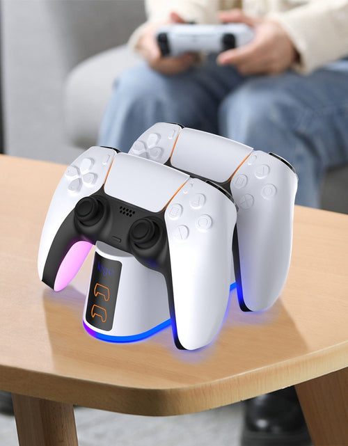 Load image into Gallery viewer, PS5 SLIM controller charger RGB seven color luminous base contact dual fast charging base charging game peripheral accessories
