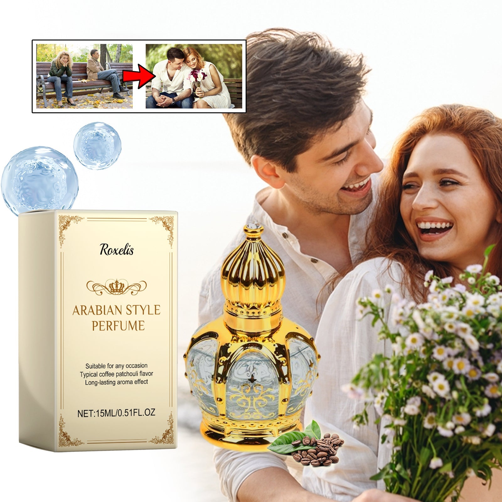 Roxelis Coffee Patchouli Fragrance Natural Fresh Light Elegant Long Lingering Fragrance Show Charm Atmosphere Dating Perfume