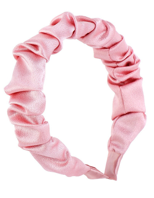 Load image into Gallery viewer, Multi color retro solid satin pleated hair compression headband
