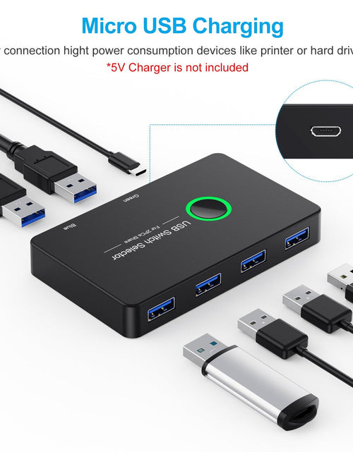 Load image into Gallery viewer, USB 3.0 Switch USB Switch 2 Computers Share 4 USB Devices KVM Switch Printer
