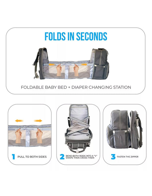 Load image into Gallery viewer, MoonBaby Backpack Diaper Bag Foldable Changing station Portable Crib Bassinet

