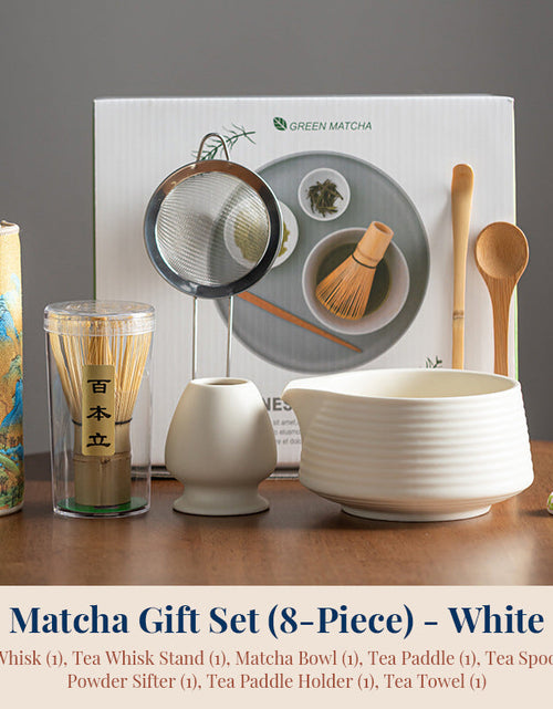 Load image into Gallery viewer, Premium 8-piece Matcha Set: Ceramic Chawan, whisky gift box, Matcha tools – for tea lovers
