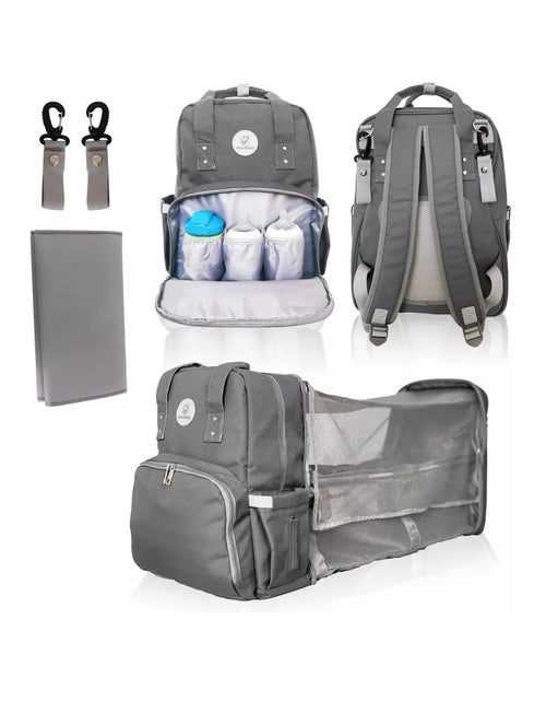 Load image into Gallery viewer, MoonBaby Backpack Diaper Bag Foldable Changing station Portable Crib Bassinet
