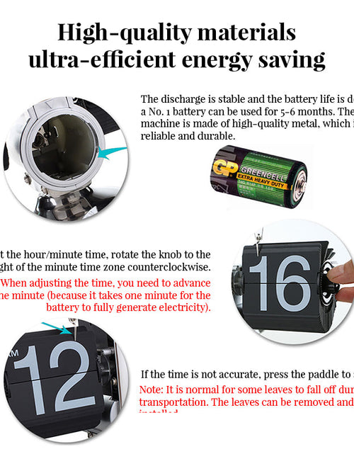 Load image into Gallery viewer, Retro flip digital clock, battery - powered mechanical clock for home &amp; office decor
